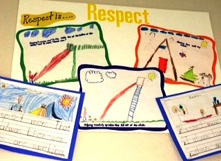 Poster With Children's Drawings With the Text Respect