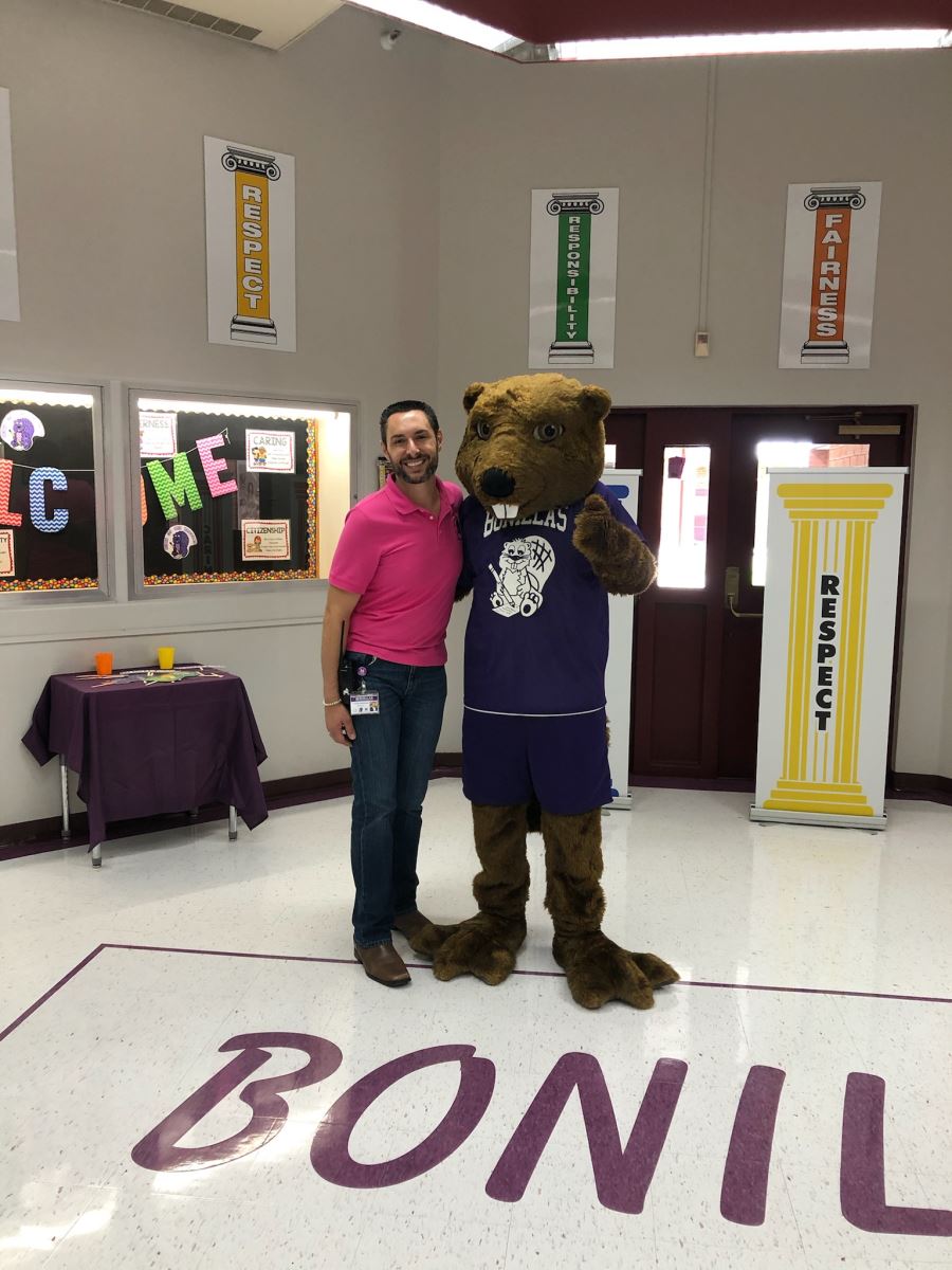 Principal and Beaver Mascot