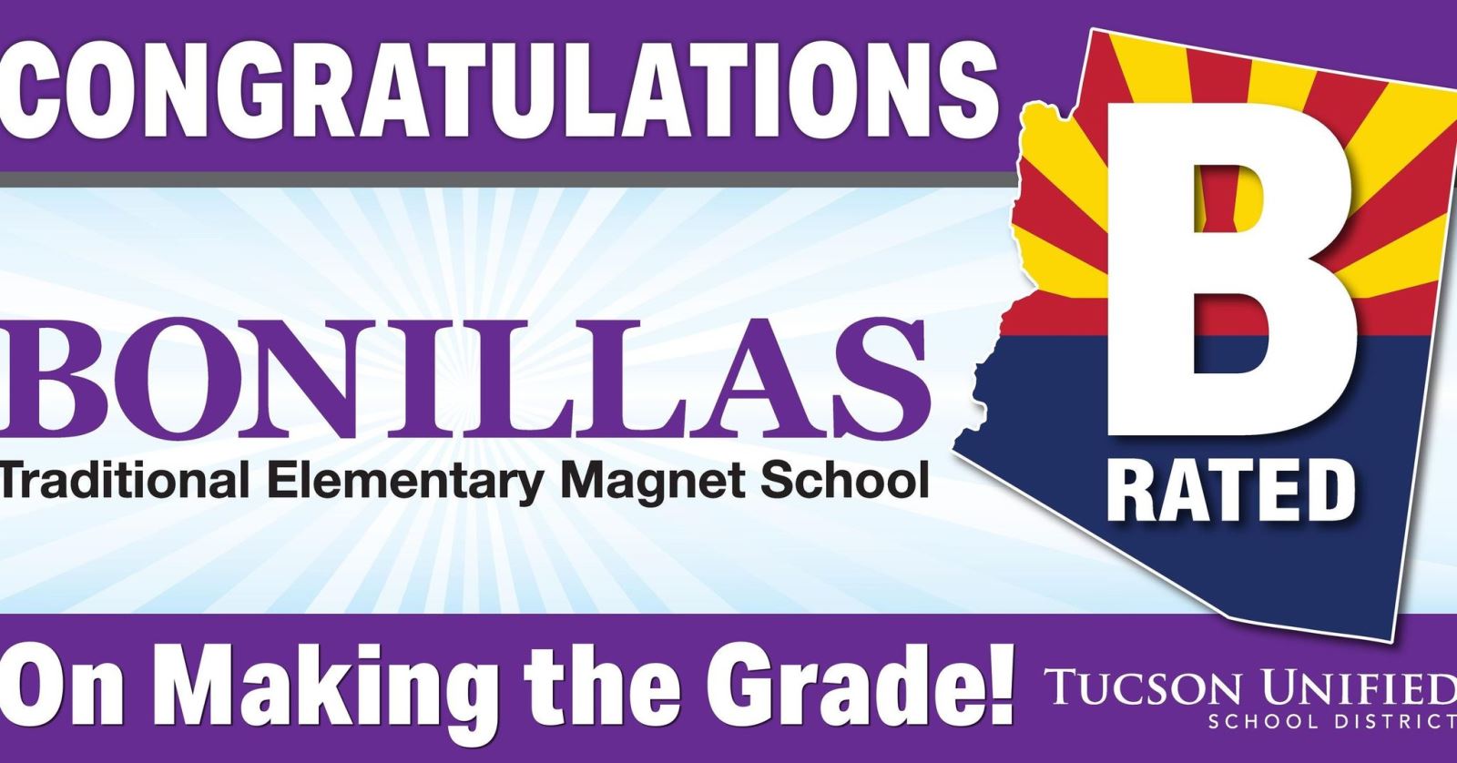 Congratulations to all of our students, families, teachers, and staff!  Bonillas has increased our state letter grade.  We are now a strong B and we are not finished yet!  Keep working hard, Beavers!  We are so proud of you.